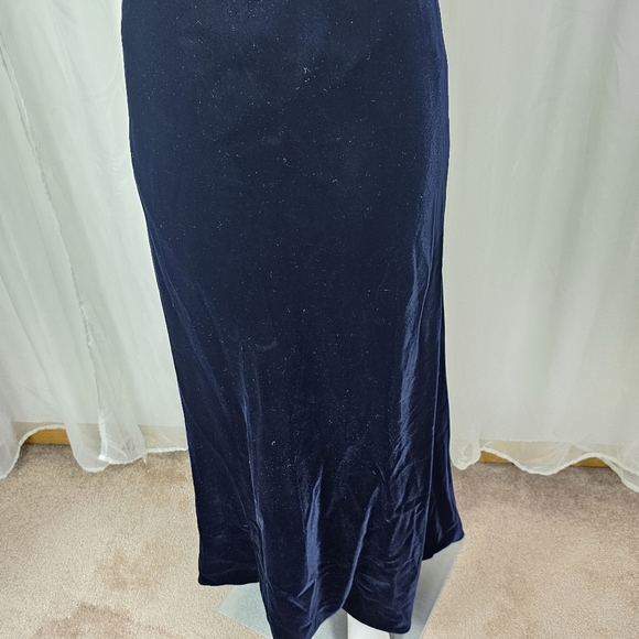 Velasco Andersson Deep Navy Blue Velvet Dress Square Neck Size 8 - Picture 3 of 12